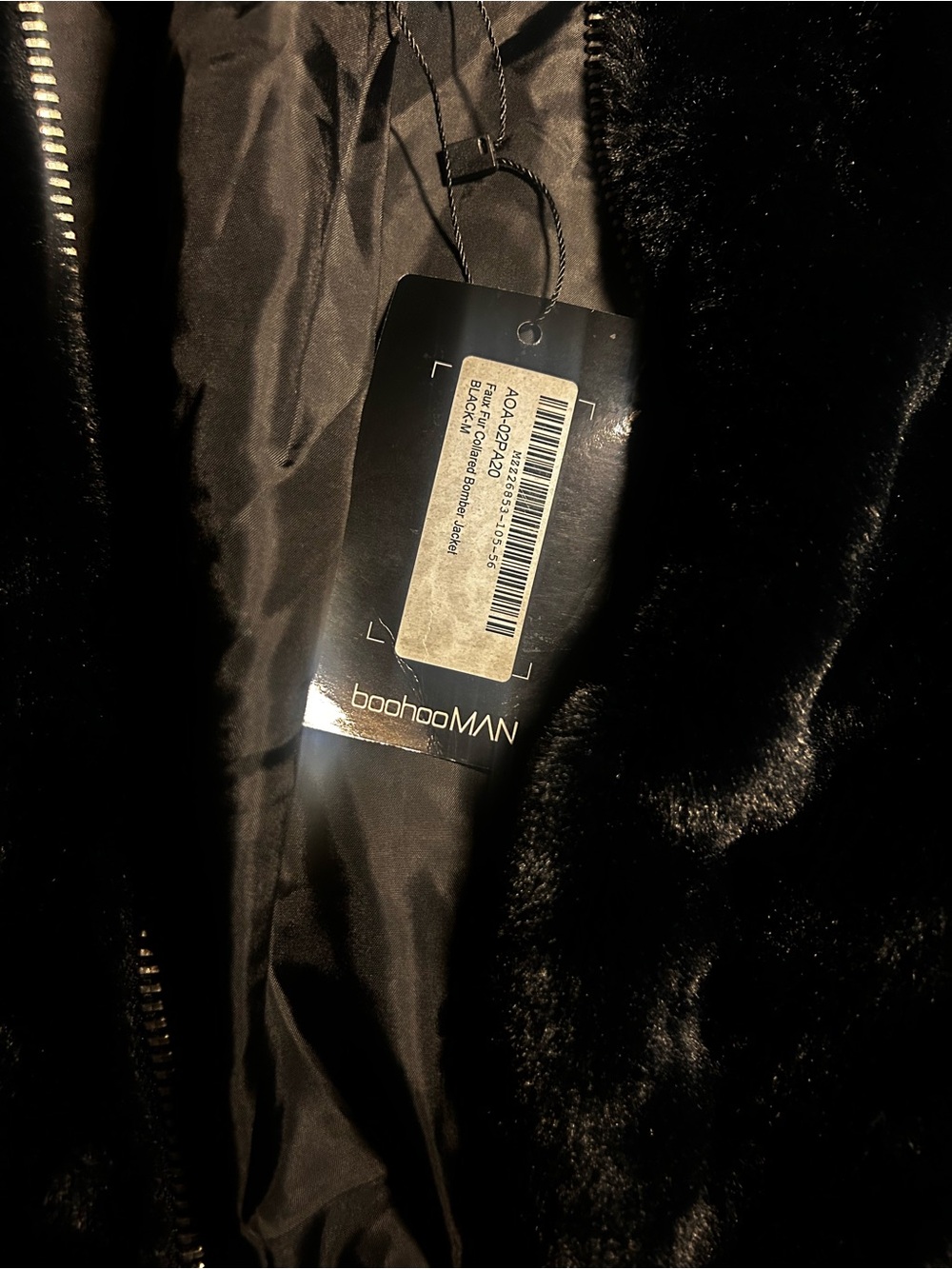 Boohoo Black Faux Fur Lined Bomber Jacket